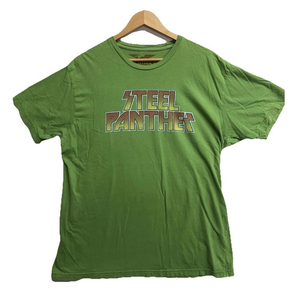 Control Other - Steel Panther Band T-Shirt Men's Large Green Heavy Metal Graphic Concert Tee